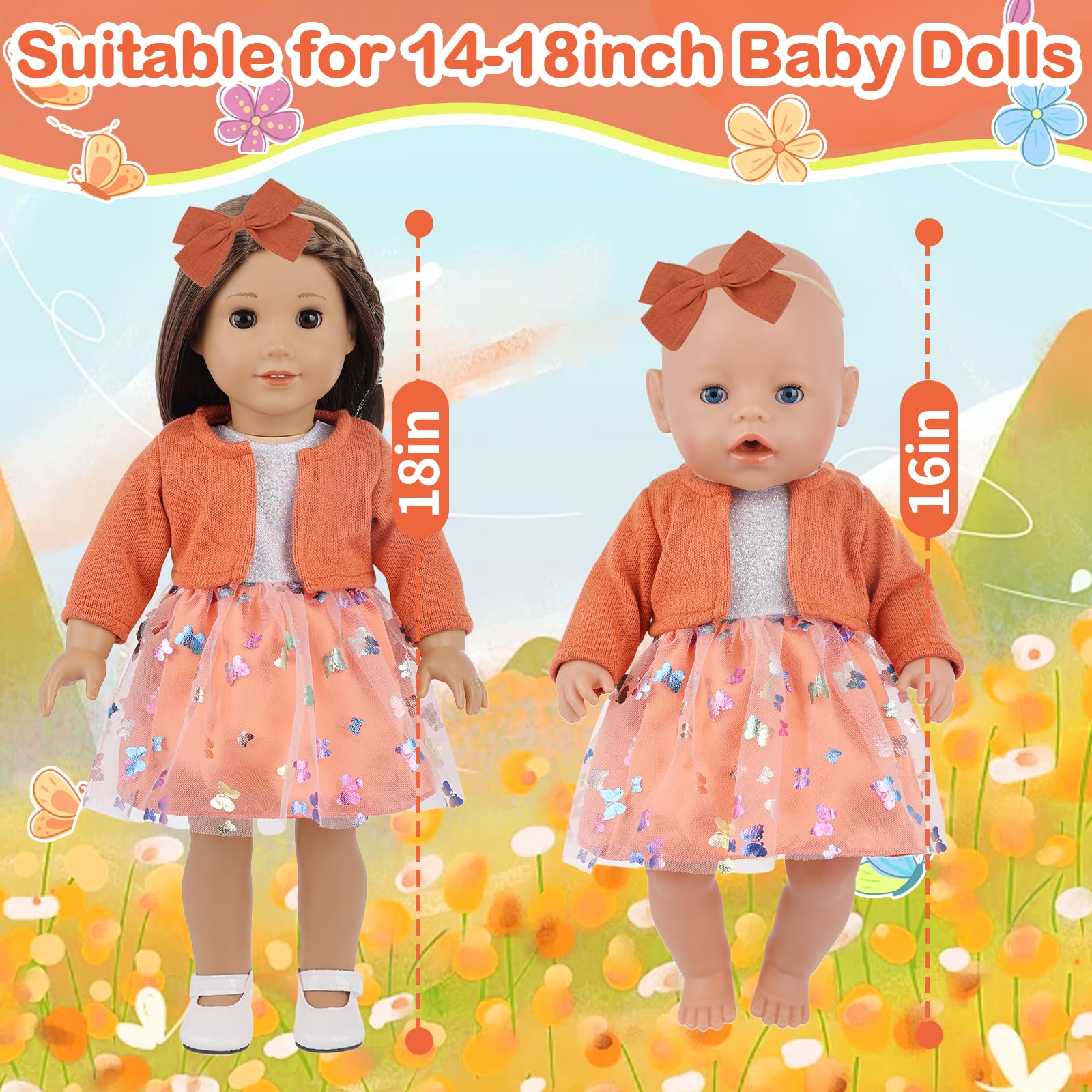 4-teiliges Puppenoutfit Für 50-55 Cm Baby-Puppen – Pullover, Karorock, Mütze, Socken – Tierdesign, Weich, Perfekt Für Sammler