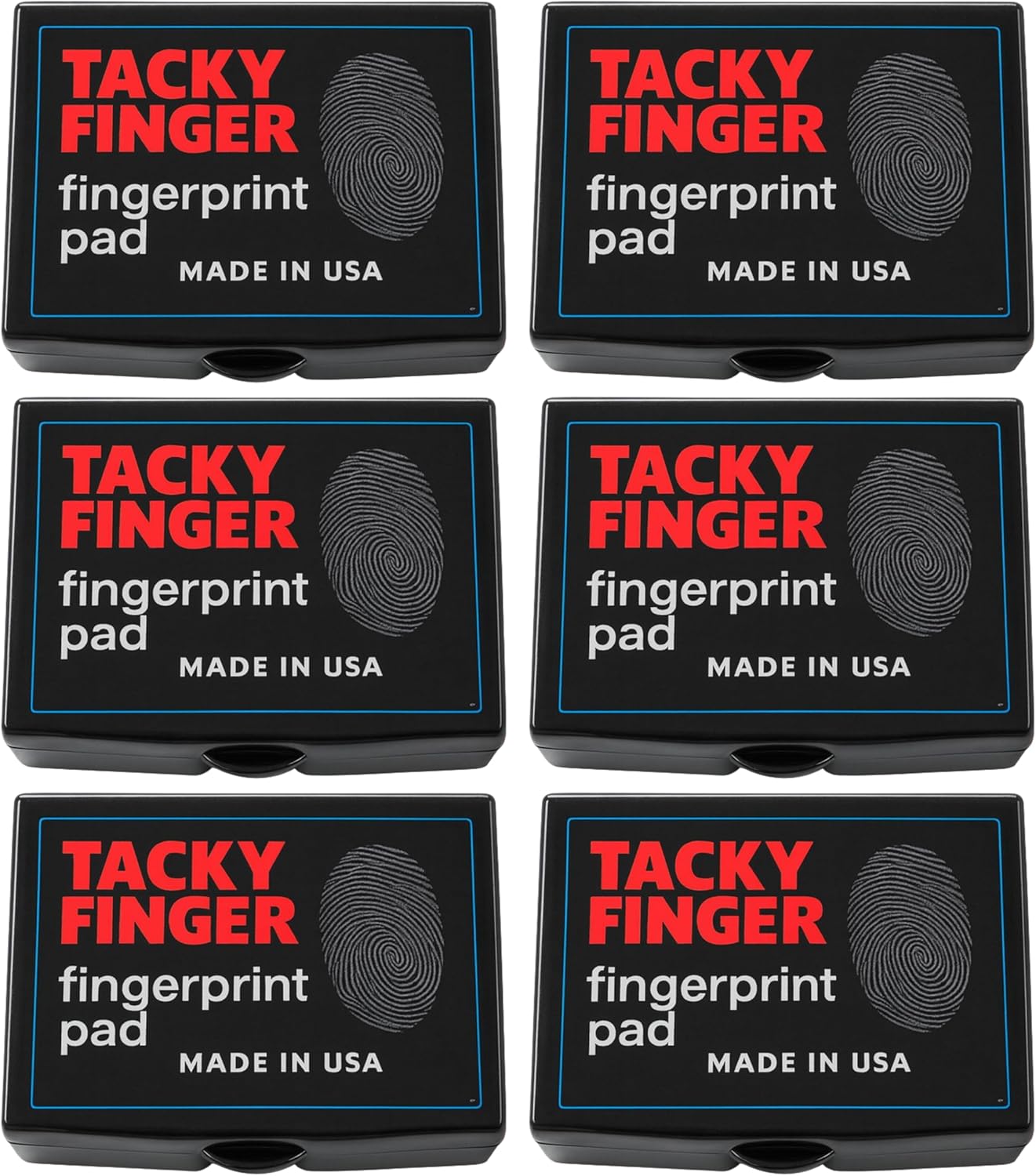 Inkless Fingerprint Pad – Black (6-Pack), Quick-Dry No-Mess Thumbprint Ink Pad for Notary Public and ID Verification, Non-Toxic & Reusable
