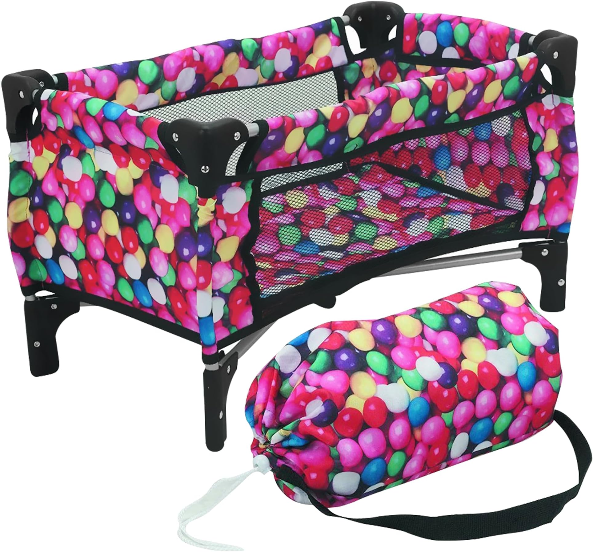 Mommy & Me Baby Doll Crib, Doll Playpen, Doll Bed, Fits Dolls Up to 18 Inches, with Blanket and Carry Along Storage Bag, Gumball