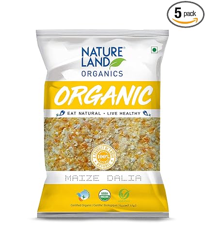 Natureland Organics Maize Dalia (Makki, Corn Dalia) 500 Gm (Pack of 5) - Organic Makka Dalia