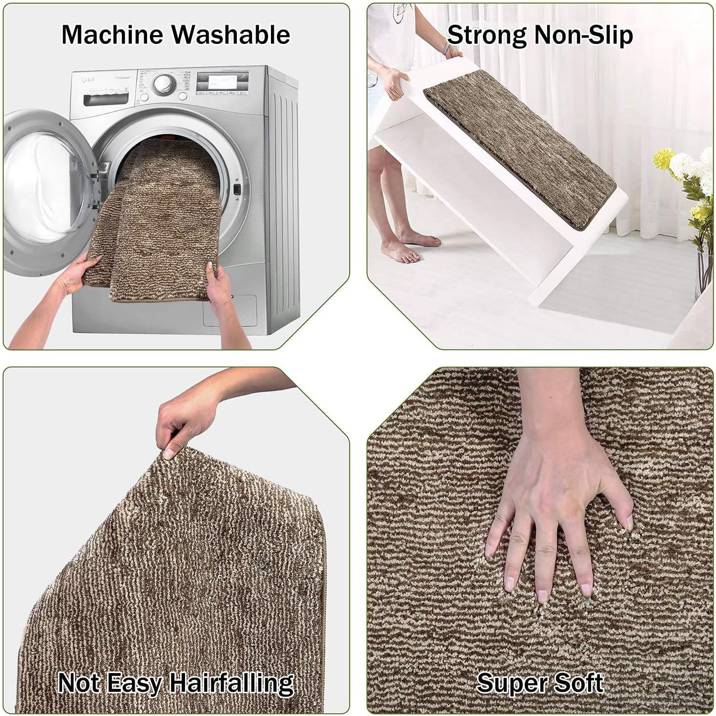 REFETONE Indoor Doormat, Front Back Door Mat, 32x48, Non-Slip Absorbent Resist Dirt Door Mats, Machine Washable Low-Profile Inside Floor Mat Door Rugs for Entryway, Coffee