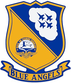Blue Angels Shield & Banner Shaped Sticker Naval air Show Navy Jet Pilot Fly 3 x 4 inch USN Licensed