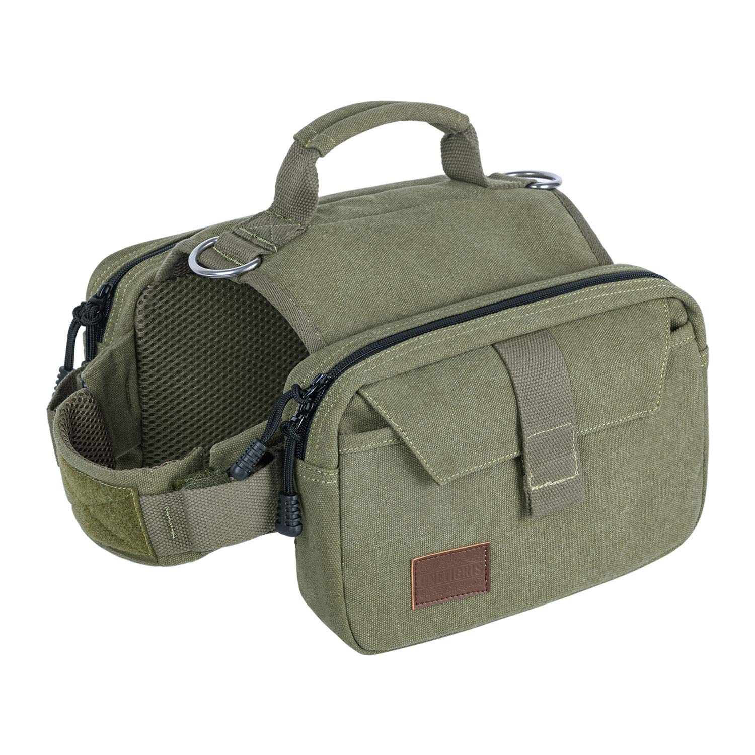 OneTigris Hoppy Camper 2,0 - Zaino per cani da campeggio, escursionismo, strappo, taglia M/L (L, verde ranger)
