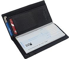 Genuine Leather Checkbook Cover Wallet - Black Standard Size Holder For Checks | Men's Casual Style