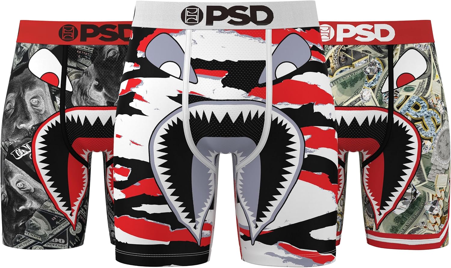 PSD Mens Boxer Briefs - WF Shreds 3-Pack, 7 Inch Inseam, Moisture-Wicking, 4-Way Stretch, Boxer Briefs for Men Pack