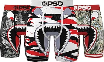 PSD Mens Boxer Briefs - WF Shreds 3-Pack, 7 Inch Inseam, Moisture-Wicking, 4-Way Stretch, Boxer Briefs for Men Pack