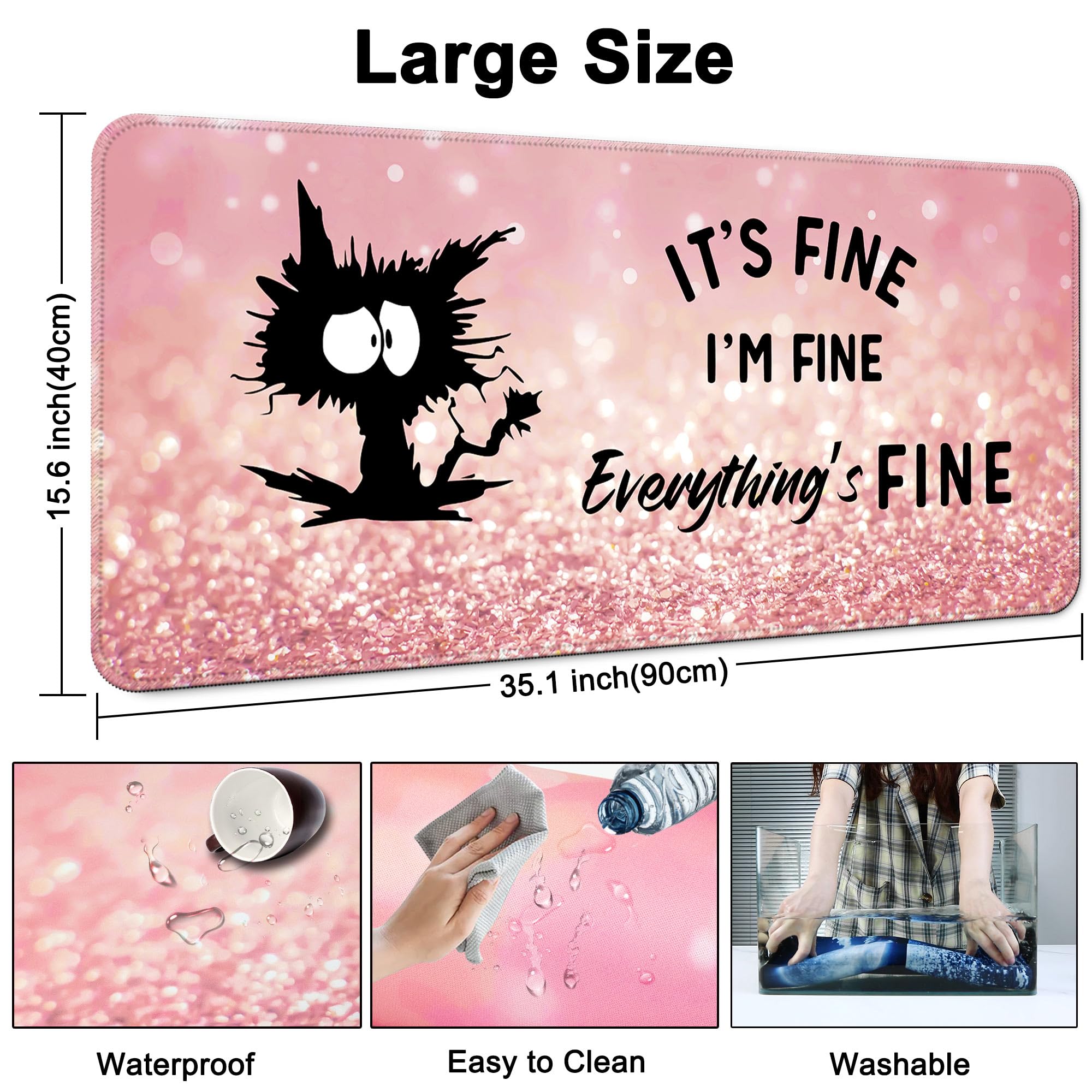 Alfombrilla de escritorio, alfombrilla grande para mouse de 35 x 15.6 pulgadas, XXL, extendida, para juegos, con base antideslizante, alfombrilla de mouse para computadora, oficina, teclado y laptop,