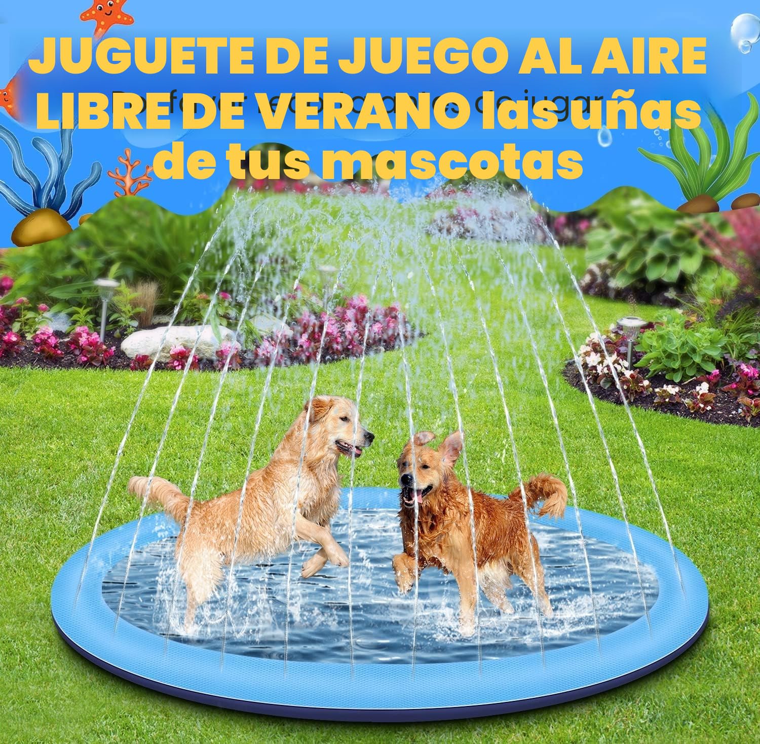 Splash Pad con función antideslizante, aspersor de agua para niños, juego exterior, jardín infantil, 200 cm, aspersor para piscina, juguete acuático