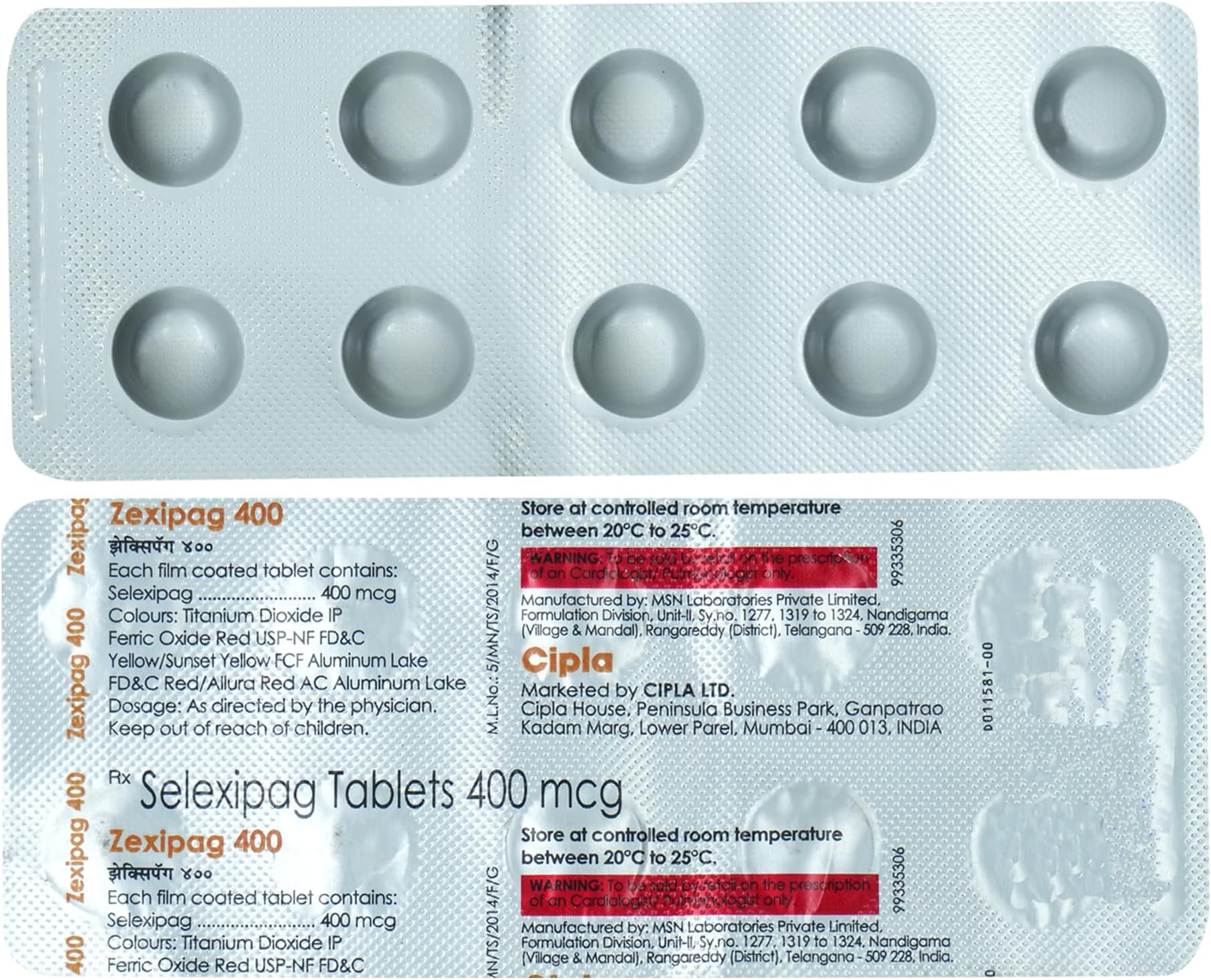 Zexipag 400mcg - Strip of 10 Tablets