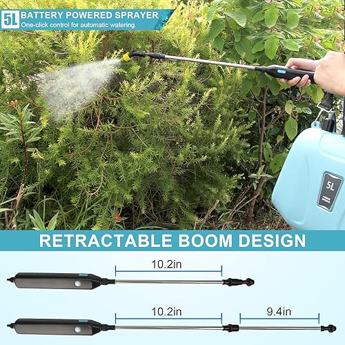Miniatura 2 de SZHLUX Pulverizador a batería de 1.35 galones, pulverizador eléctrico mejorado con mango USB, varita telescópica, 3 boquillas de niebla y correa de