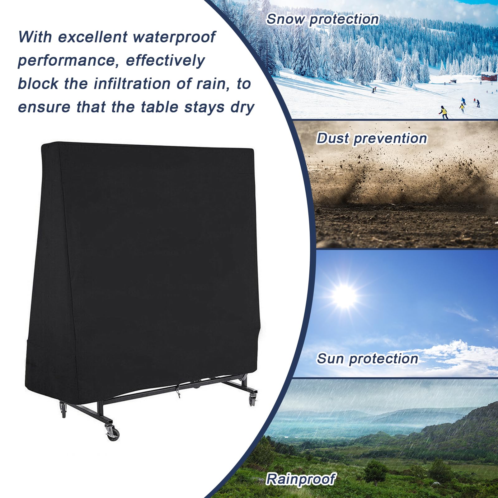 Copertura per tavolo da ping-pong, per esterni, impermeabile, antivento, resistente ai raggi UV, in tessuto Oxford, ping-pong, copertura per tavolo da ping pong, 185 × 70 × 165 cm