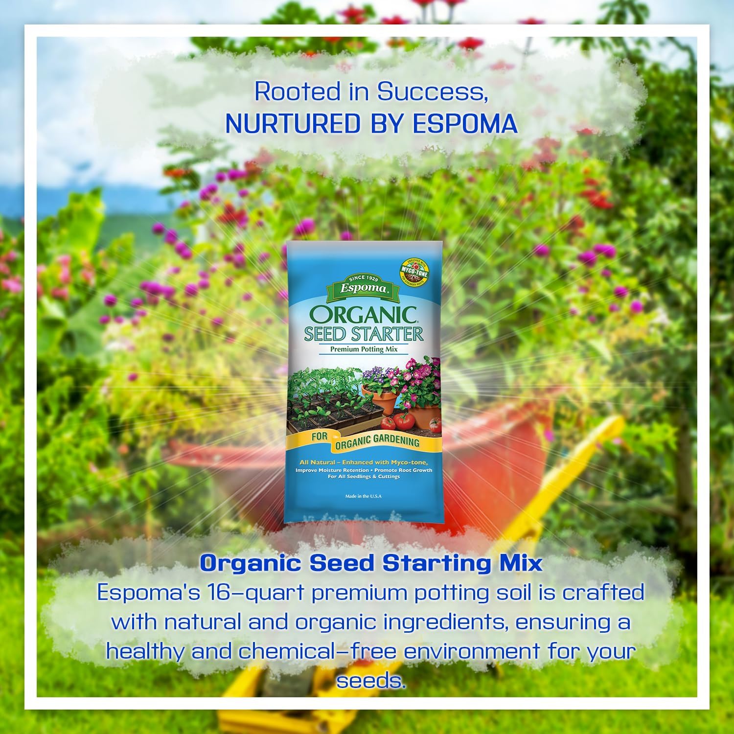 Espoma Organic Seed Starter Potting Soil 16 qt All Natural & Organic Seed Starting Mix with a My Garden Pool PH Soil Test Strips 20 ct, and Superior Gardening Claw Gloves