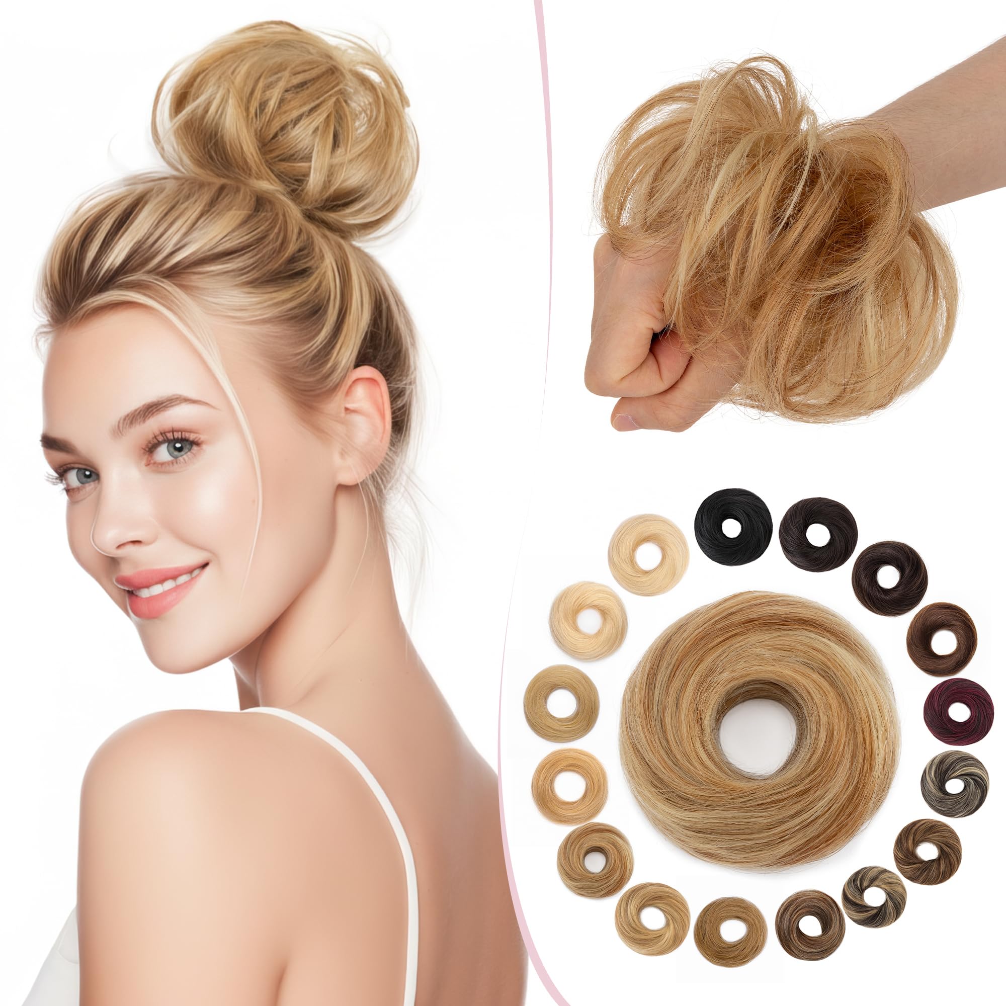 SEGO Pro Haarteil Mit Gummiband Echthaar Dutt Haarteil Echthaar Haargummi Mit Haaren Glatt Hair Messy Bun Hochsteckfrisuren Haarverlängerung für Damen Mädchen