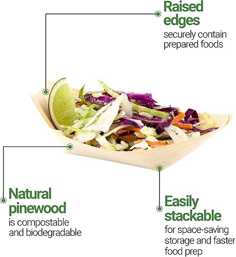 Miniatura 5 de Restaurantware - Bandejas de alimentos de 5.5 x 3.5 pulgadas, 200 bandejas de papel desechables para alimentos, botes de papel resistentes,