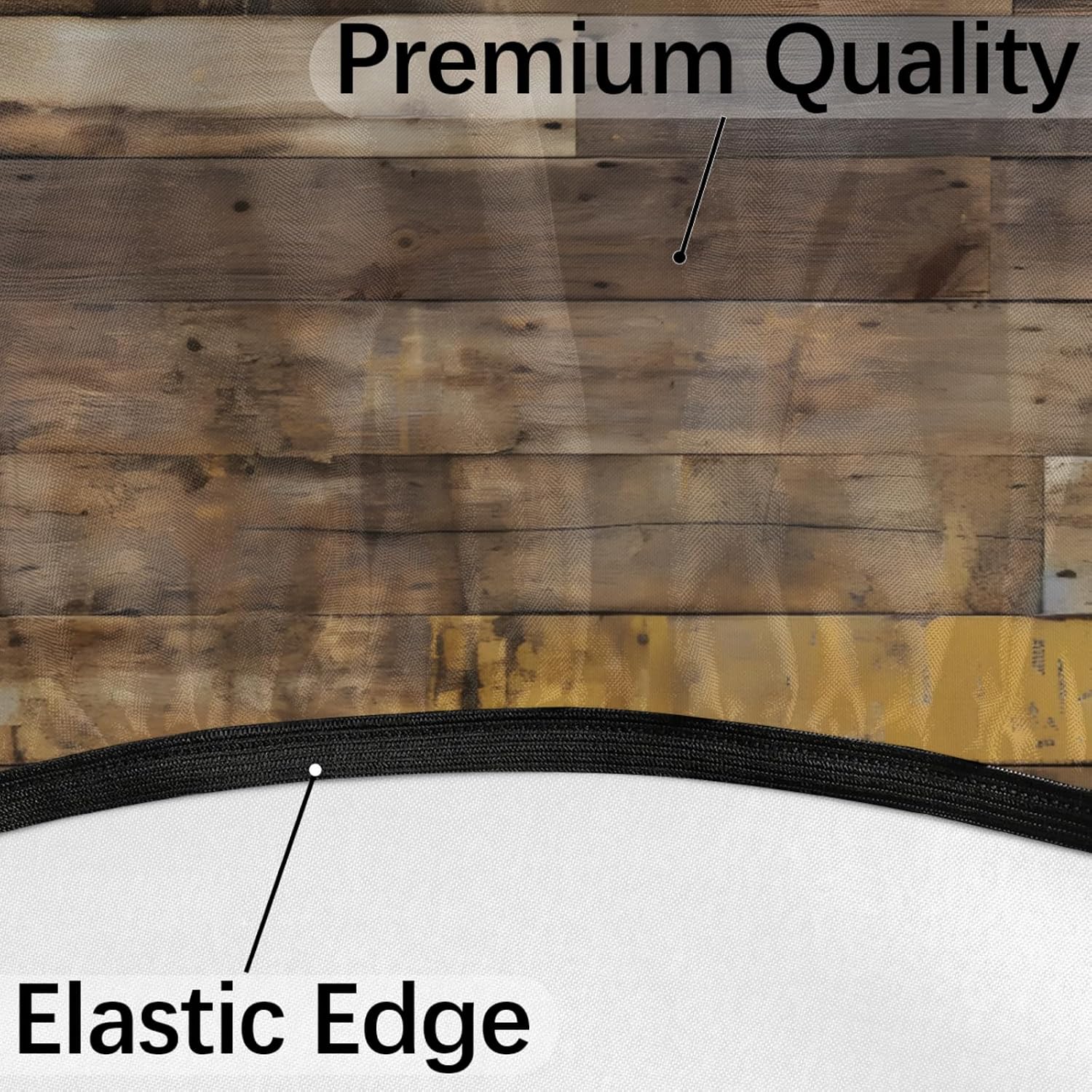 cfpolar Old Wooden Board Outdoor Round Tablecloth with Umbrella Hole Round Fitted Waterproof Table Cover with Table Cloth for Patio Outdoor Party Family Dining Fits 45-56 in Diameter Tables