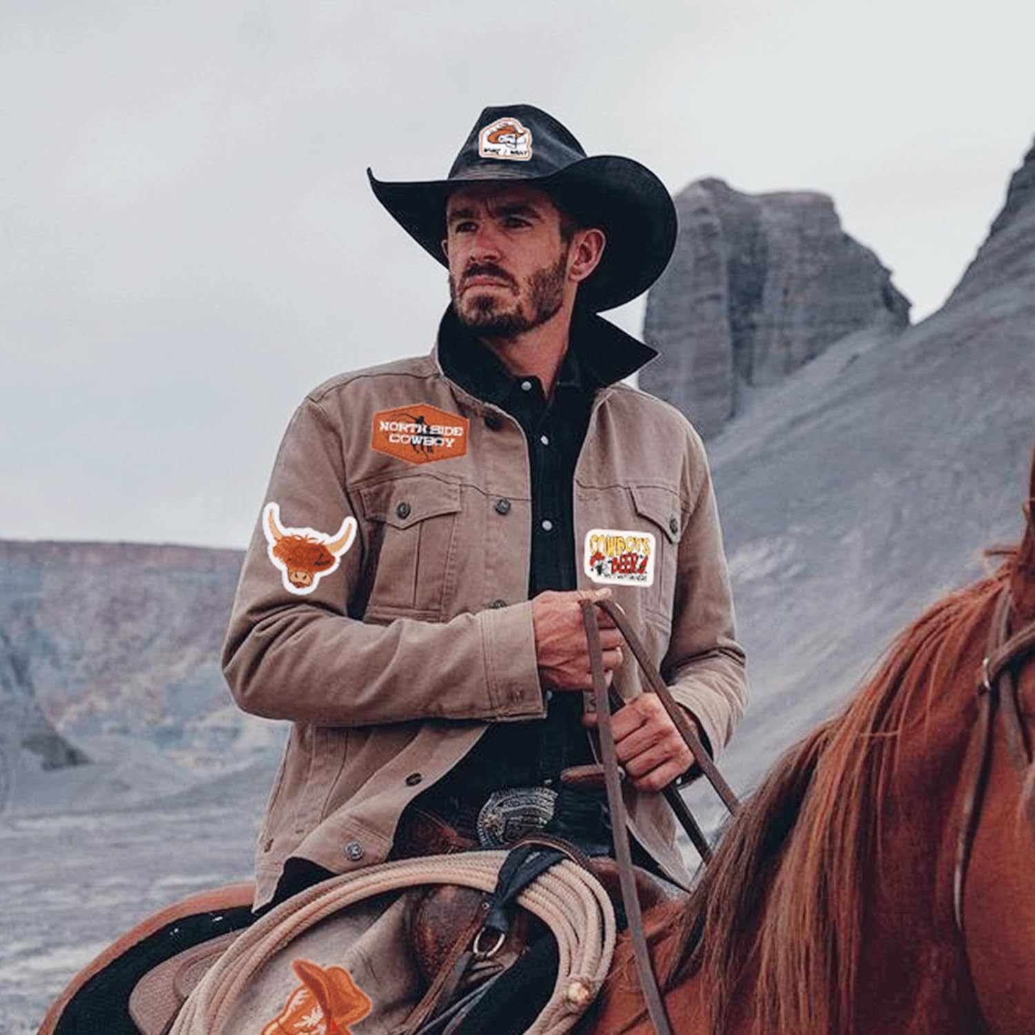 Western Embroidered Iron On Patches for Hats: Meneng 45Pcs Cowboy Sew On Applique Patches for Jackets Backpacks Clothing - Vintage Embroidery Patch for DIY Accessories
