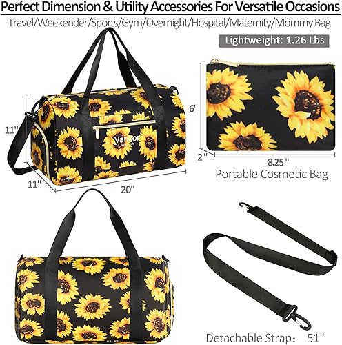 Miniatura 2 de Bolsa de gimnasio para mujer con compartimento para zapatos, impermeable, bolsa de lona deportiva para viajes, fin de semana, llevar en la playa,