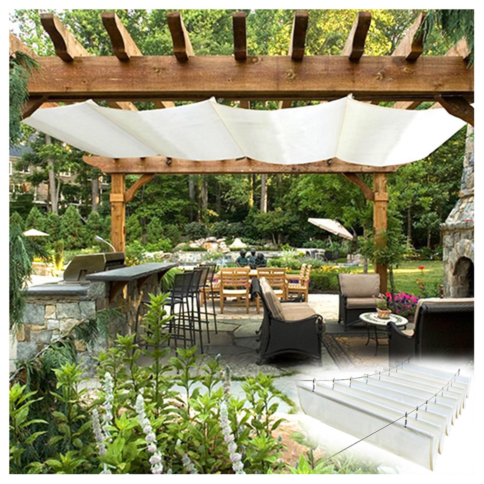 Toldo vela de sombra retráctil evite el calor en el patio al aire libre y jardín