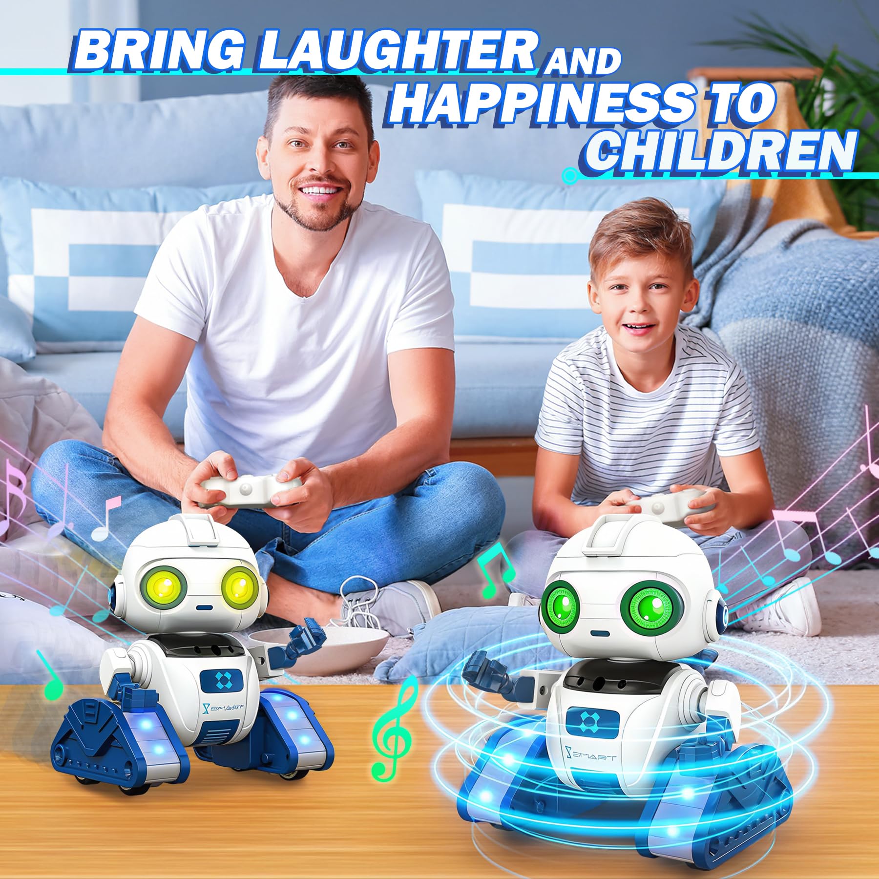 Robot Telecomandato con Controllo Gestuale per Bambini 3-12 Anni, Funzione di Proiezione, Occhi a LED, Musica