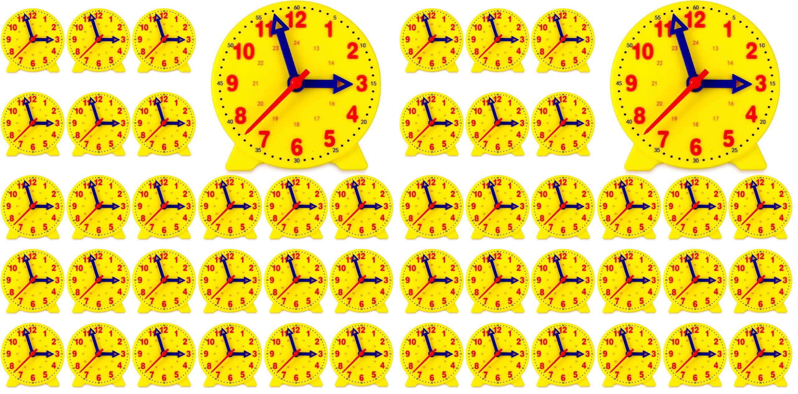 Batiyeer 24 Pcs Teaching Clock Kit for Kids to Tell Time 4'',Yellow (Pack of 2)