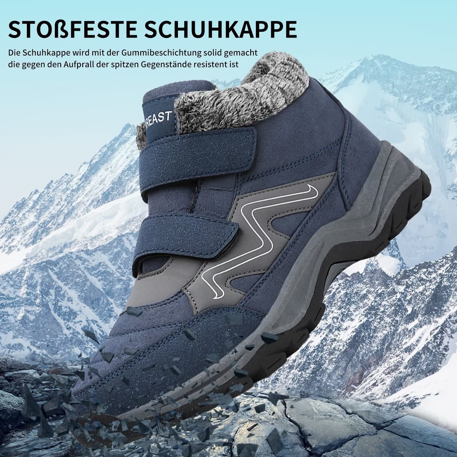 visionreast Scarpe Invernali Stivaletti da Neve Uomo Donna Caldo Cotone Pelliccia Outdoor Sneakers Allineato per Velcro