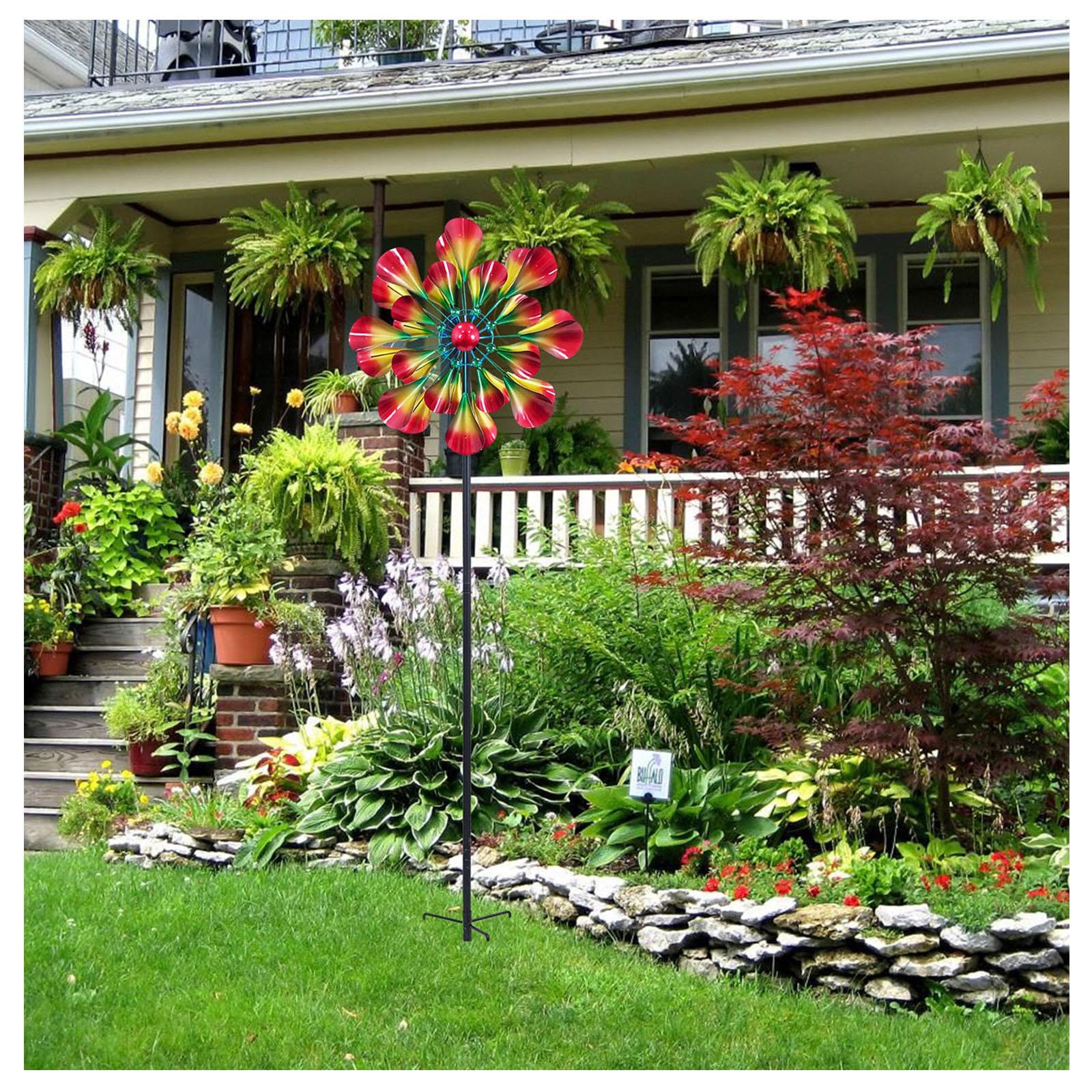 81in Yard Windmill, Wind Spinner 2-Way Wind Sculpture Spinner with Metal Stake Garden Spinners Outdoor deal Artistic Decor Gift