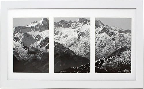 Marco de fotos blanco de 8 x 14 pulgadas con tres aberturas de 4 x 6 pulgadas, incluye accesorios para colgar y caballete de escritorio, para