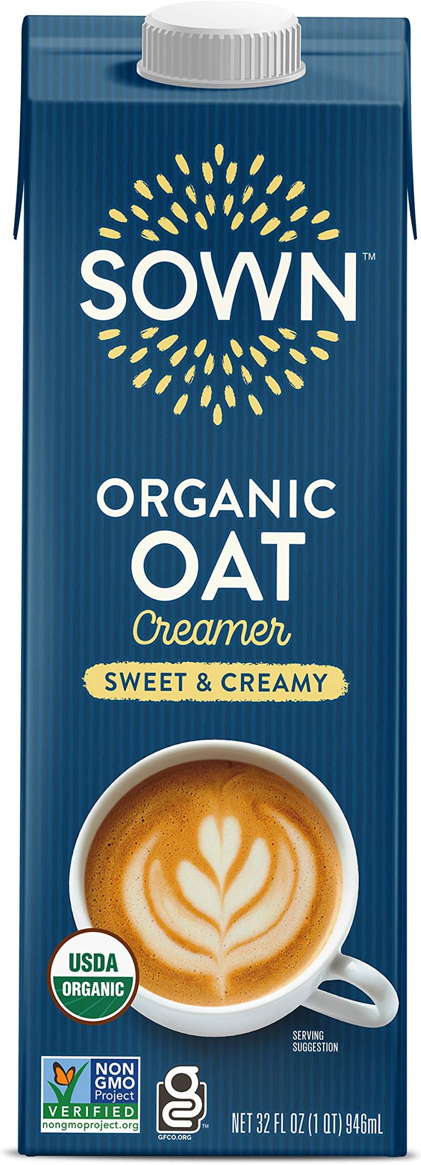 SOWN Organic Oat Creamer Sweet & Creamy - Barista Oat Milk Non Dairy Coffee Creamer - Plant Based, Dairy-Free, Vegan, Gluten-Free, Non-GMO, Shelf Stable - 32oz