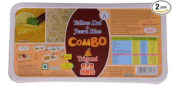 Triguni Eze Eats Yellow Dal + Jeera Rice Combo (Pack of 2)