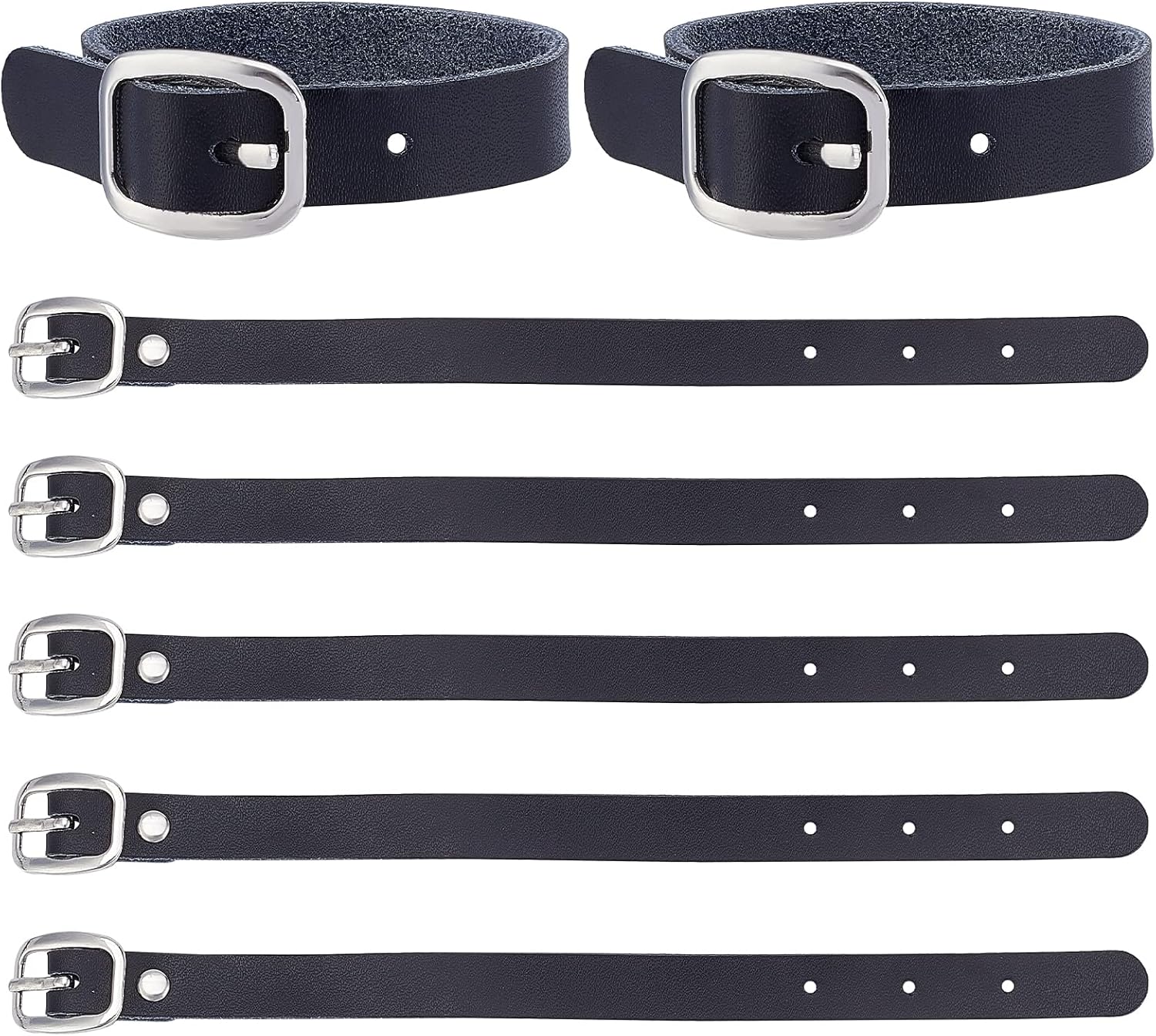 10Pcs 8x1/2 Inch Black Leather Luggage Labels