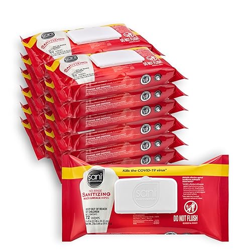 Toallitas Sani No-Rinse Multi-Surface 9" x 8" Softpack 12 paquetes de 72 por case_AB