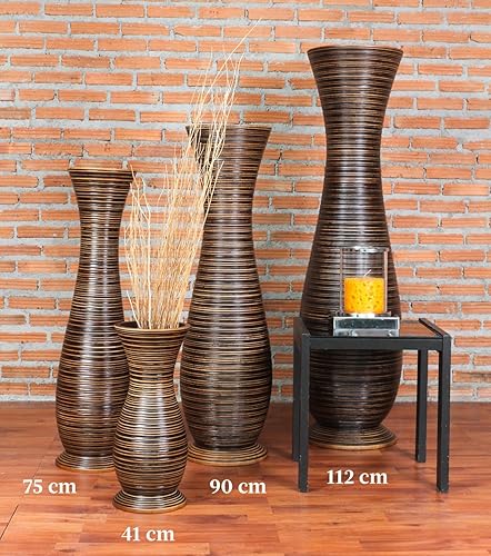 Miniatura 9 de Leewadee Jarrón grande marrón para decoración del hogar, de madera, de 34 pulgadas de alto, decoración de granja, soporte para flores para plantas