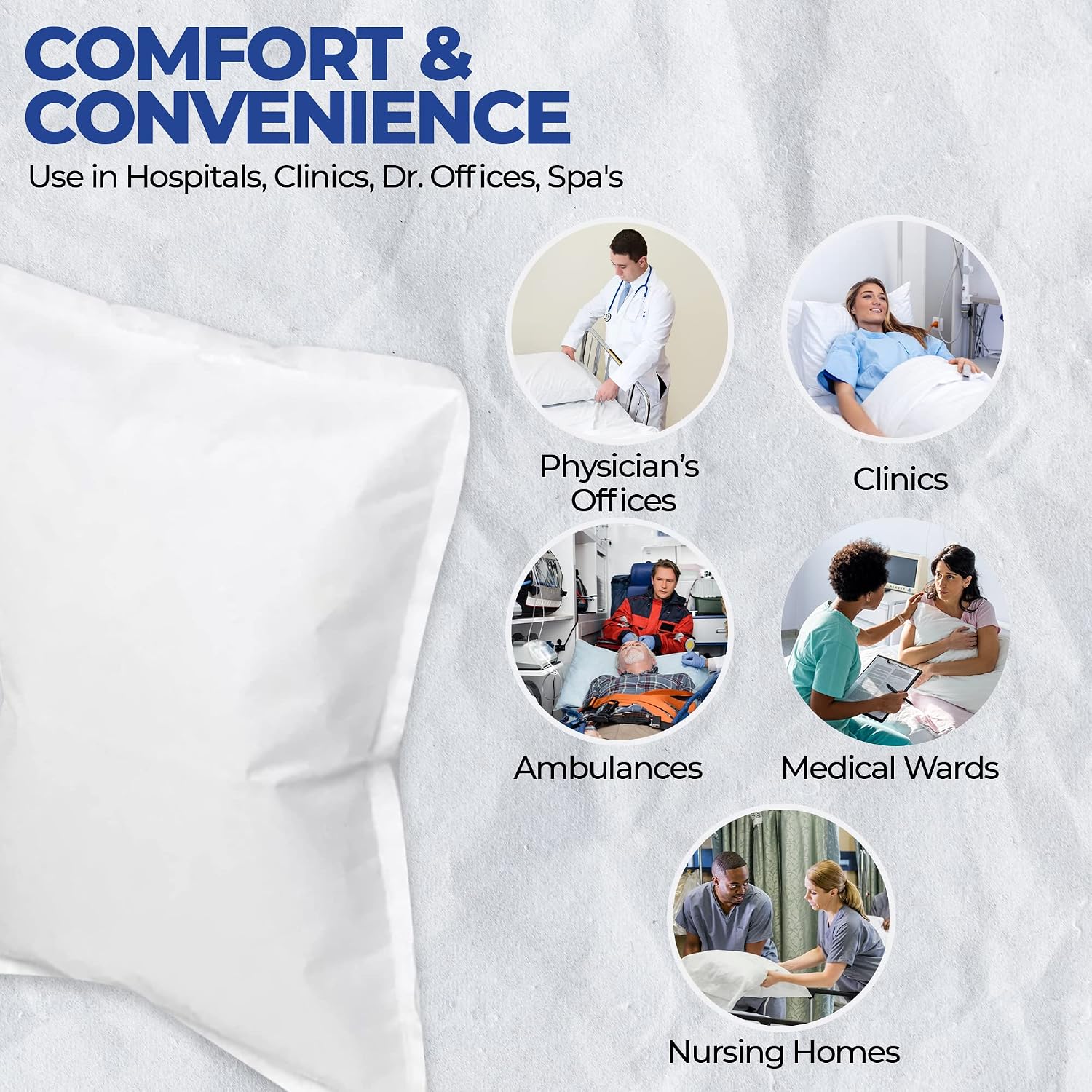 Disposable Pillowcases (Pack of 40) – White, 21" x 30" (Tissue/Poly) Single-Use Pillow Covers – Medical Paper Supplies -Protects Against Stains and Spills Ambulance Services. Use for Travel