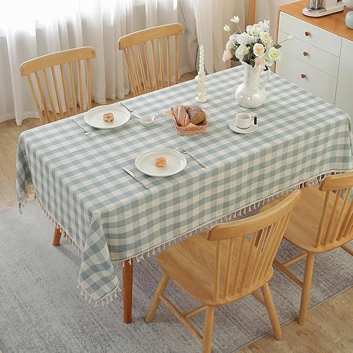 Miniatura 25 de Alsoo Mantel rectangular de tela de lino de algodón y lino de San Valentín con borlas, sin arrugas, lavable para cocina, comedor, picnic, 55 x 75