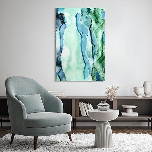 Miniatura 5 de Empire Art Direct Water Women I - Panel de vidrio templado flotante sin marco, arte de pared rectangular, 48 x 32 x 0.2 pulgadas, listo para colgar