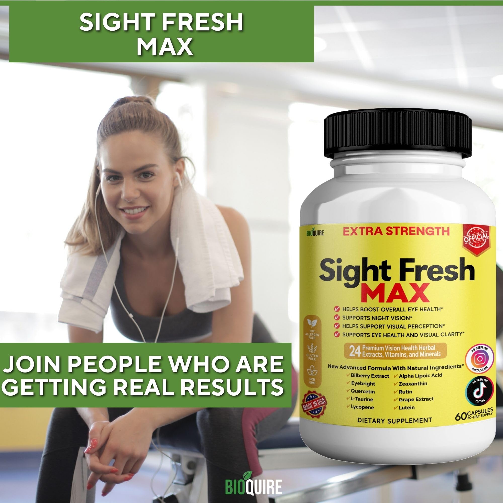 Sight Fresh MAX Vision Support Supplement, 60 Capsules, Extra Strength Eye Health Formula with Bilberry, Lutein, Vitamins, 30 Day Supply (1) — Amazon image 3