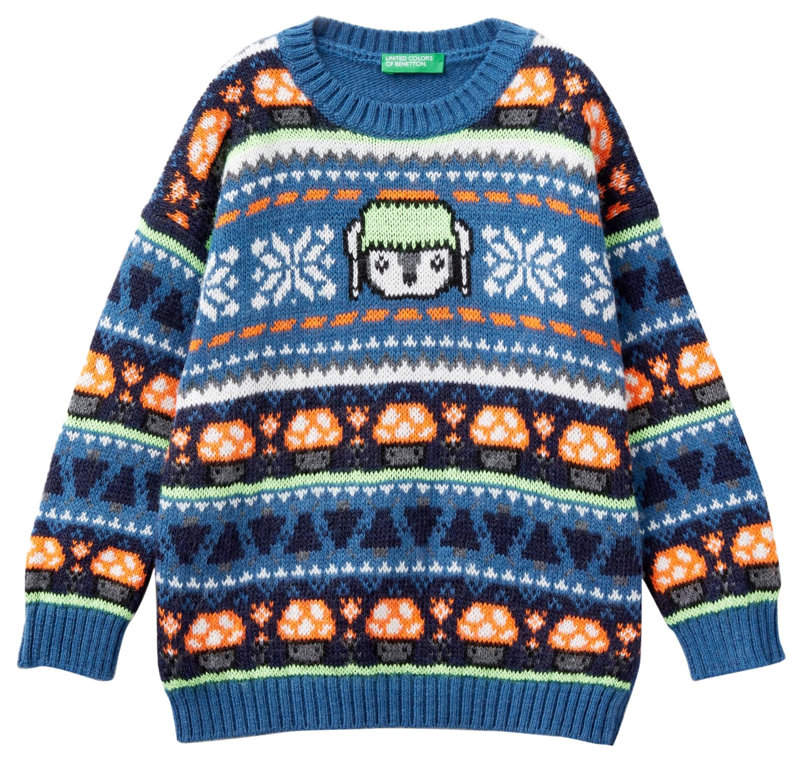 Sweater mixte pull Benetton col rond vêtement uni saison chaud - 2