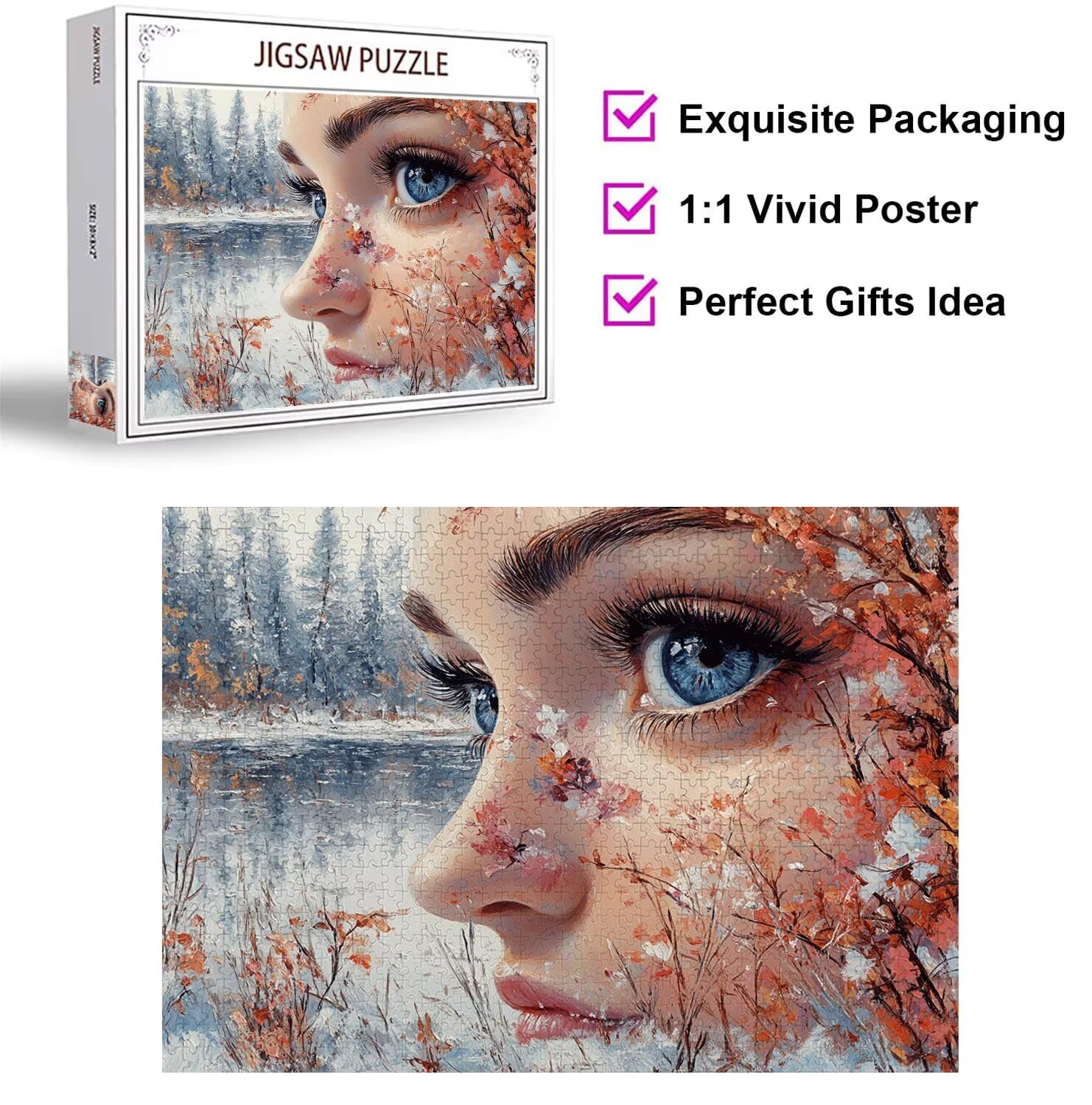 Puzzle 4000 Teile Frau Herausforderndes Klassische Puzzles, n-659 | Familienpuzzles, Entspannung Aktivitäten, Schwieriges Kunst Puzzle Winter, Impossible Herausforderndes, Geschenk für Frauen