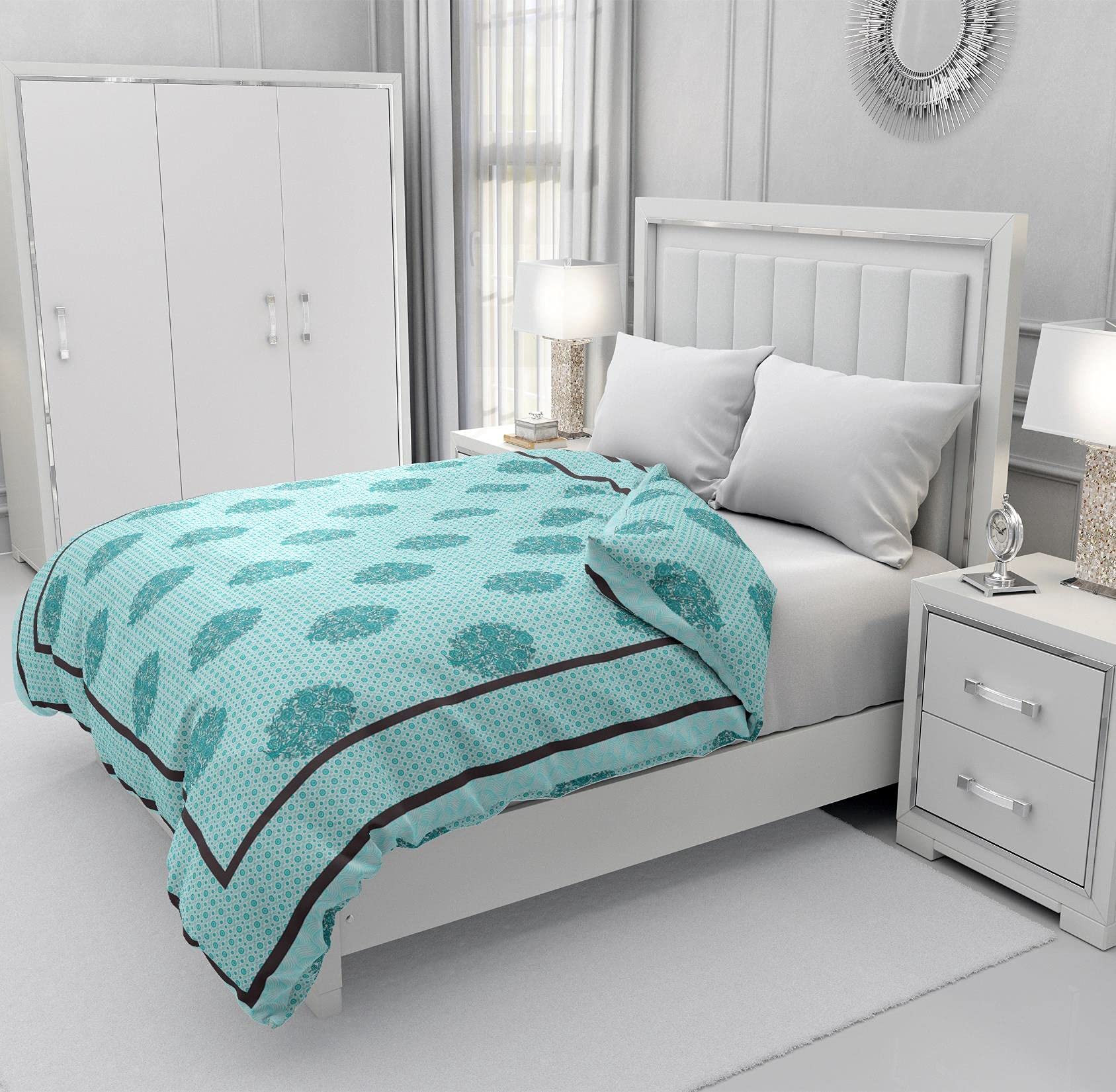 Signature Club Collection Cherish TC 180 Double Bed Dohar (2.20m x 2.40m) Blue Color 100% Cotton for Unisex Couple, Multi, 2.20m x 2.40 Double Bed (645132)