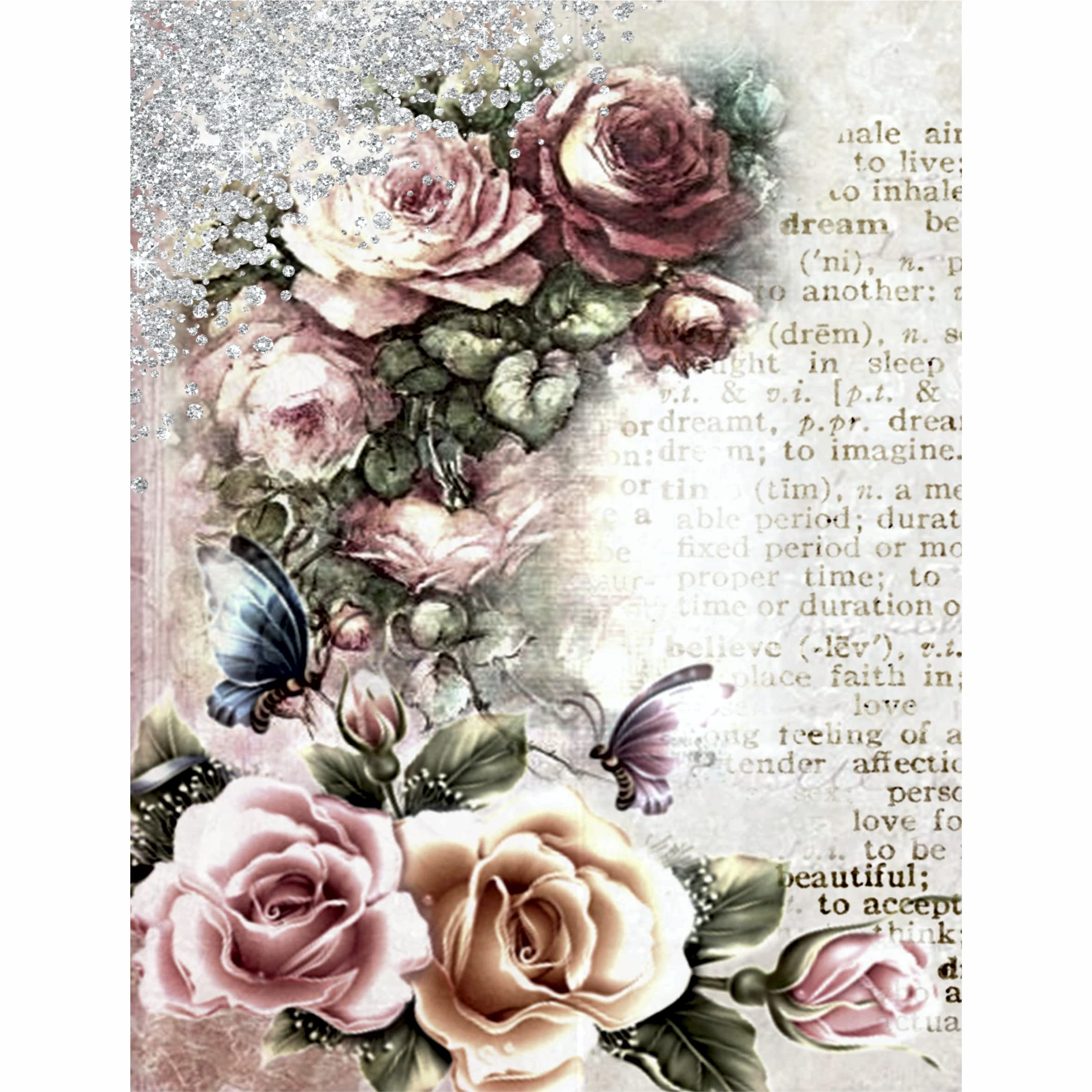 Papier De Riz Motif Lilas - 6 Feuilles 20x26,6 Cm - Pour Scrapbooking, Découpage, Art Journal