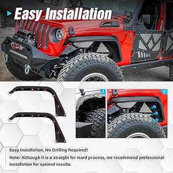 【新品】Jeep Gladiator JTハイフェンダー用 4本セット Amazon.com: Fender Flares Extensions Set Compatible with