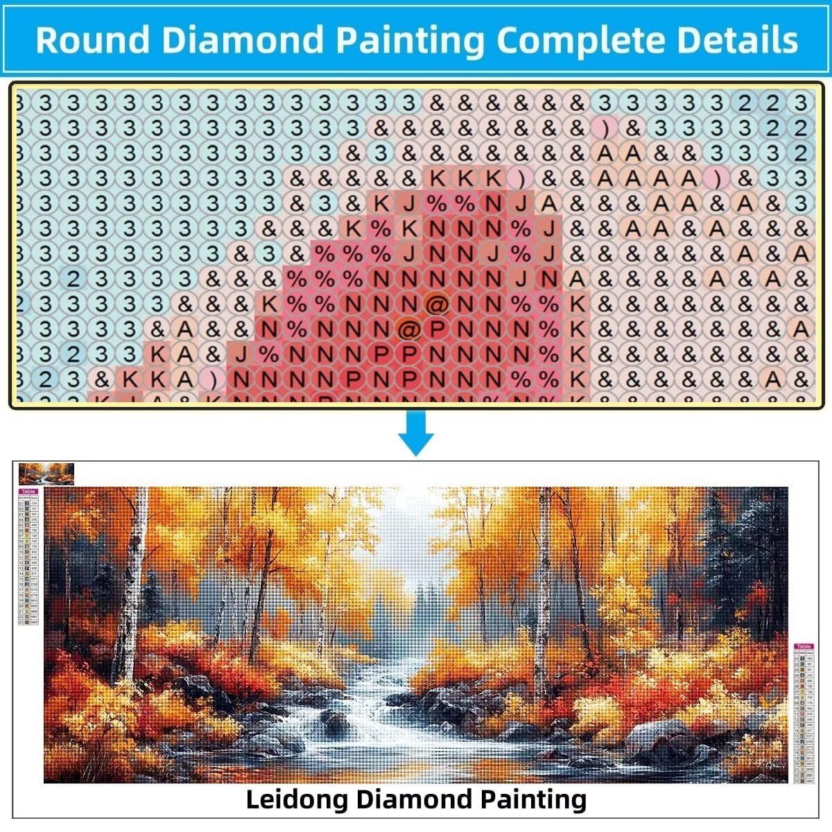 Obraz diamentowy 5D dla dzieci, mały las brzozowy, strumień, obraz diamentowy (80 x 200 cm), tworzenie mozaiki według liczb, zestaw do malowania krzyżykowego, obraz dla dorosłych, do dekoracji domu 8E