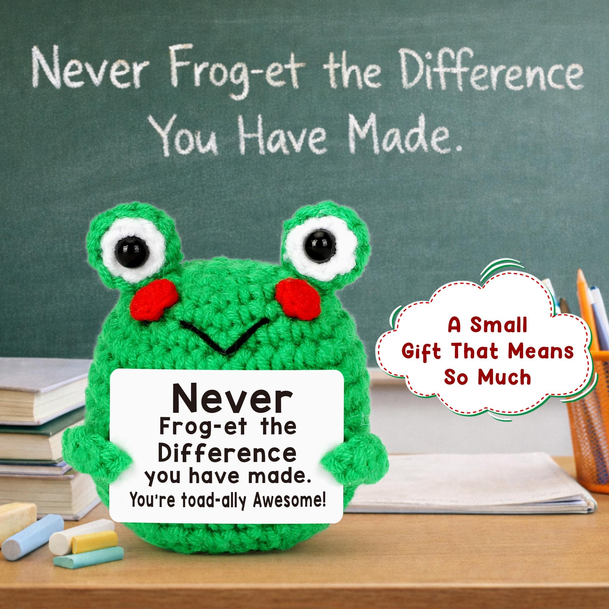 Teacher Appreciation Gifts - Thank You Gifts for Teachers Nurse Boss Coworker Employee Appreciation Gift Administrative Assistant, Cute Crochet Frog Gift Graduation Teacher's Day Retirement Farewell