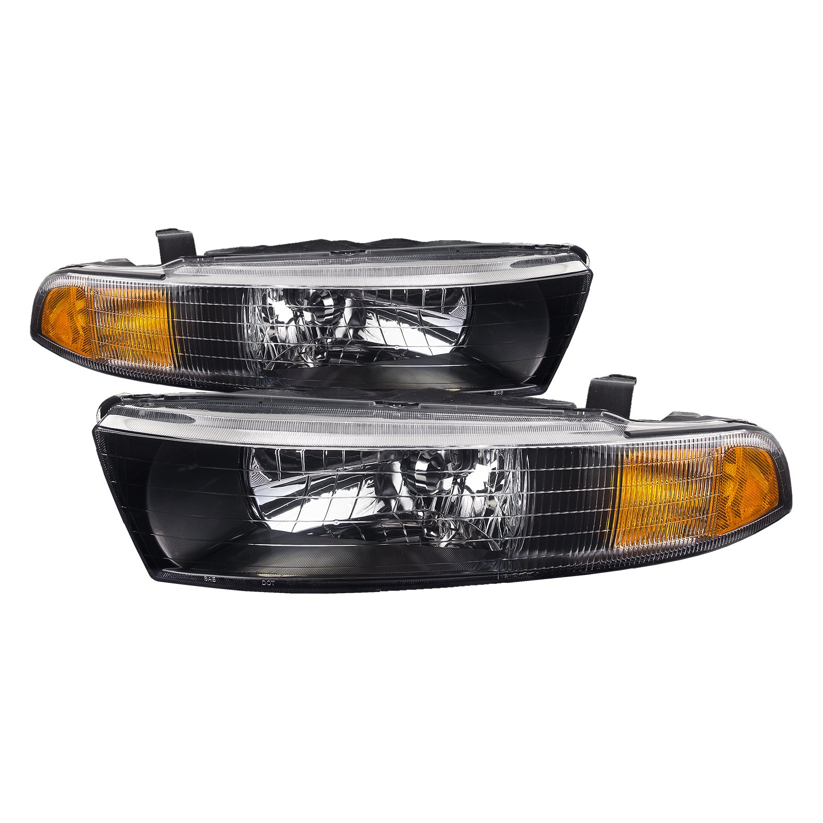 HEADLIGHTSDEPOT Halogen Headlights Compatible With Mitsubishi Galant 2002-2003 Includes Left Driver and Right Passenger Side Headlamps