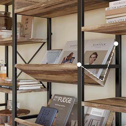 Miniatura 5 de IRONCK Estantería industrial de 6 niveles triple ancha, estantería grande Etagere con marco de metal para sala de estar, oficina en casa