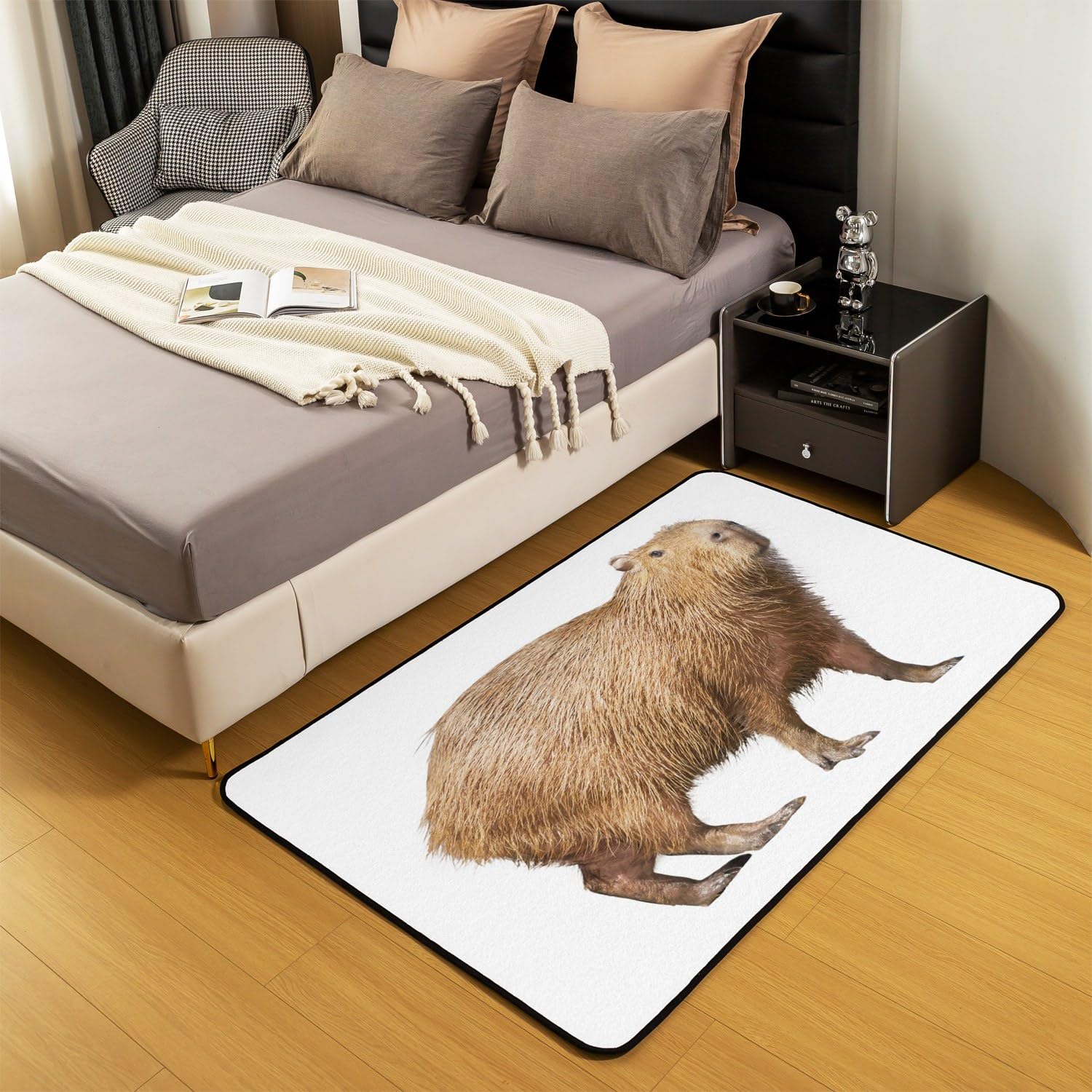 Capybara Vloerkleed 100x150cm voor Kinderen Jongens Meisjes Schattig Dier Kawaii Capybara Decoratief Tapijt Set Mooie Capybara Woonkamer Tapijten Grappig Dierenthema Slaapkamer Decoratie Natuurthema