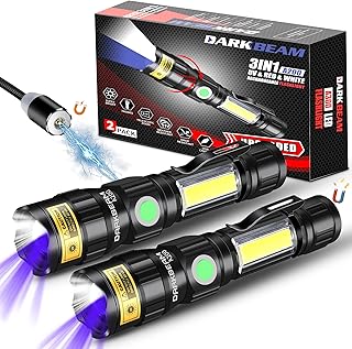 DARKBEAM A200 UV 365nm Flashlights USB Magnetic Rechargeable LED 3 in 1 Blacklight, Ultraviolet Wood's Lamp, Anti-Counterfeit/Fluorescer Detection, Detector for Pet Urine, Black Lights 365 nm, 2 Pack