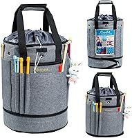 Vista 8 de Organizador de almacenamiento de hilo expandible, bolsa de ganchillo y bolsa de hilo con cierre de cremallera, soporte de hilo para ganchillo