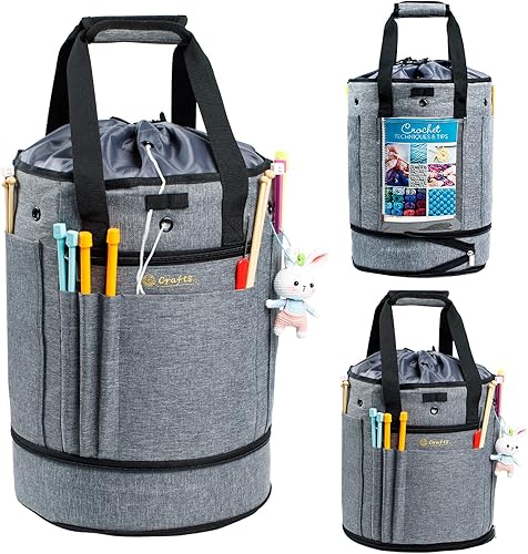 Miniatura 8 de Organizador de almacenamiento de hilo expandible, bolsa de ganchillo y bolsa de hilo con cierre de cremallera, soporte de hilo para ganchillo