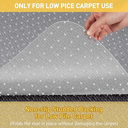 Miniatura 7 de Tapete resistente para silla de oficina para suelos de alfombra y tapete de escritorio para suelos alfombrados, protector de suelo transparente con